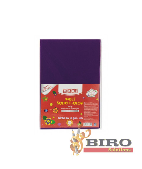 Fetru autoadeziv, 20x30cm, 180g/m2, violet, 5 foi, MAXI